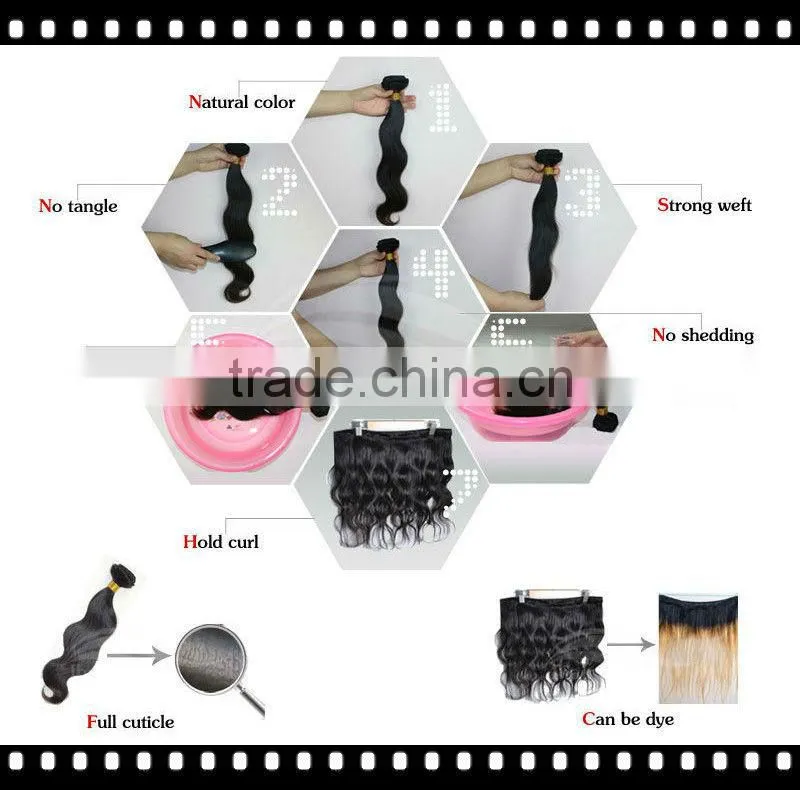 High quality 100% Brazilian virgin human hair weaving