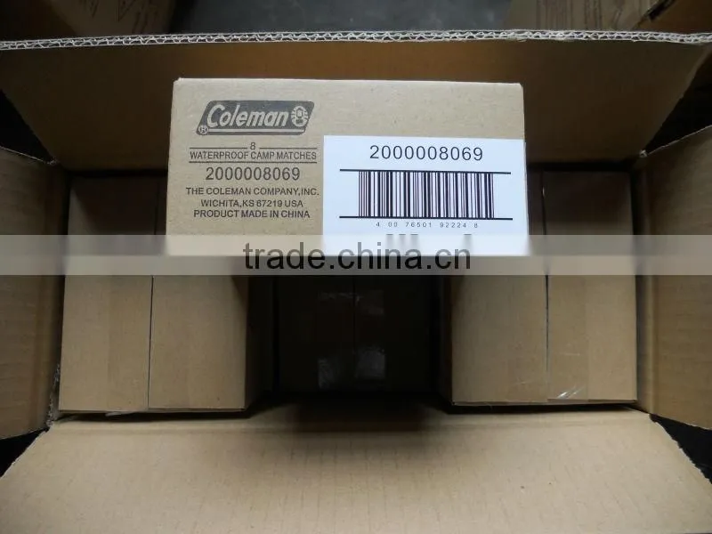 waterproof waxed match, boxed match ,matchesCOLEMAN outdoor usage match