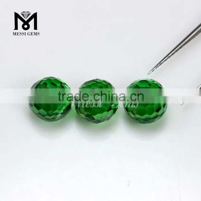 Fancy Shape Round Ball 12.0mm Faceted Green Cubic Zircon