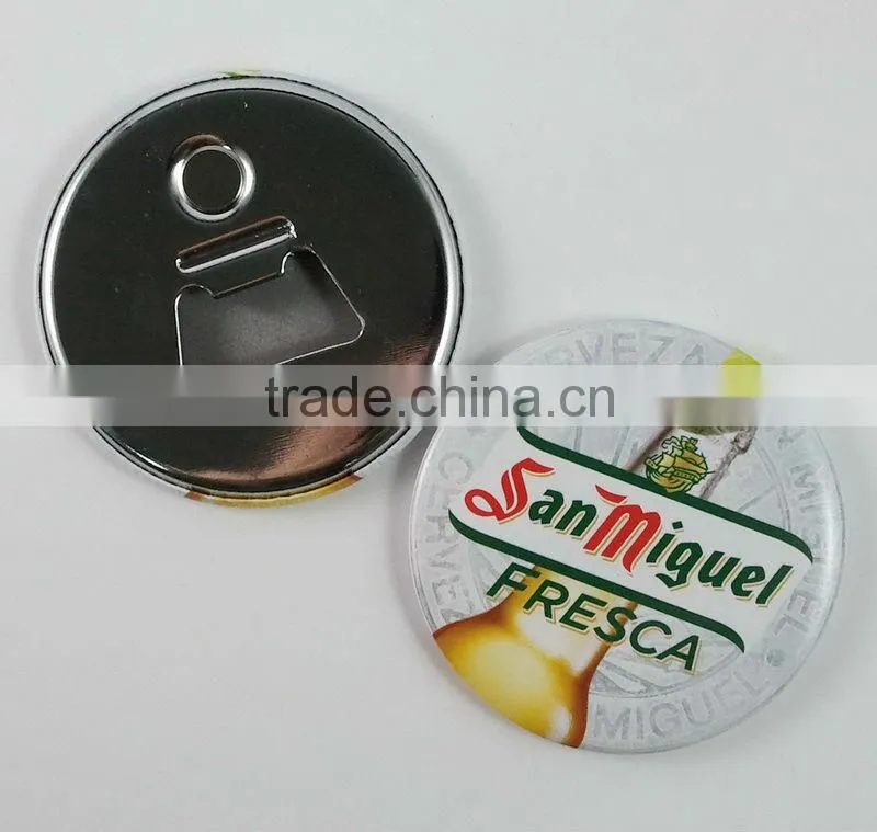 Customized round tinplate beer opener , magnetic opener fridge , bottle opener fridge magnet
