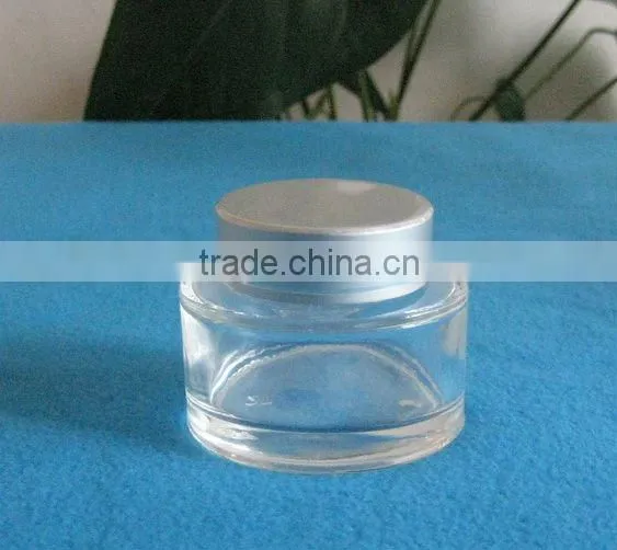 15ml,30ml glass cosmetic cream jar with aluminum lip