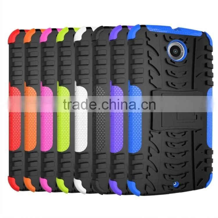Muti-color combo hyun pattern TPU PC with kickstand case for Google nexus 6