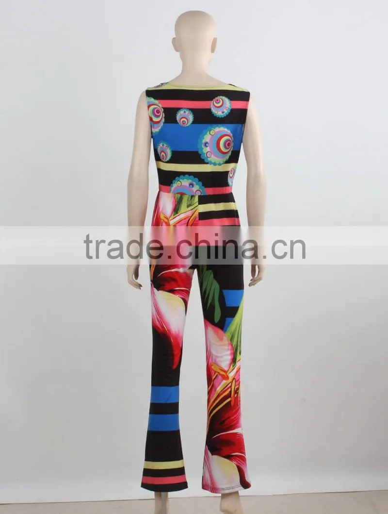 OEM custom bodycon jumpsuit summer swimming beach wear fashion printing beach party jumpsuit manufacture