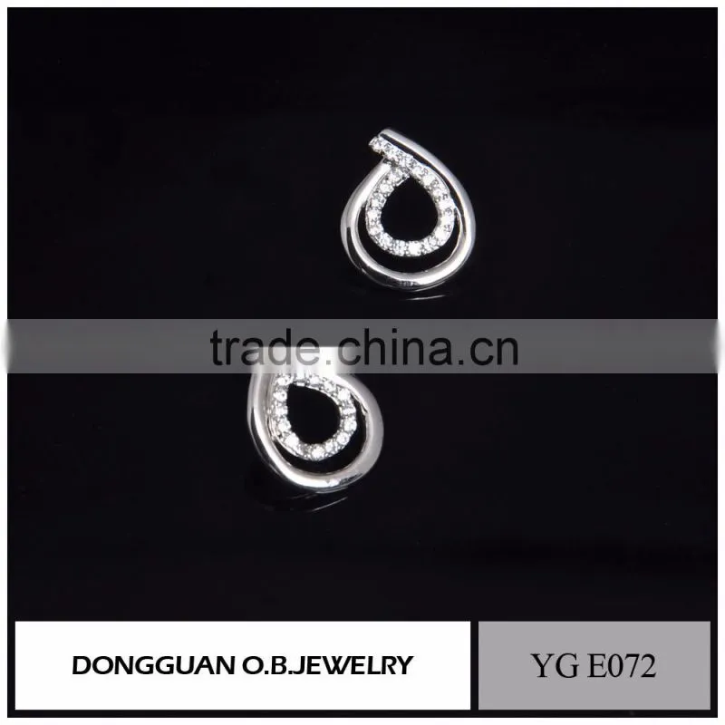Top Quality Wedding Jewelry Real Silver Plating Diamond Stud Earring For Women