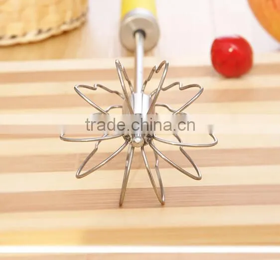 14"Stainless Steel Rotation Whisk Tool With Rubber Handle