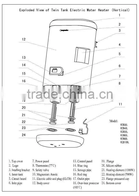 2015 hot sell LED display electric shower water heater