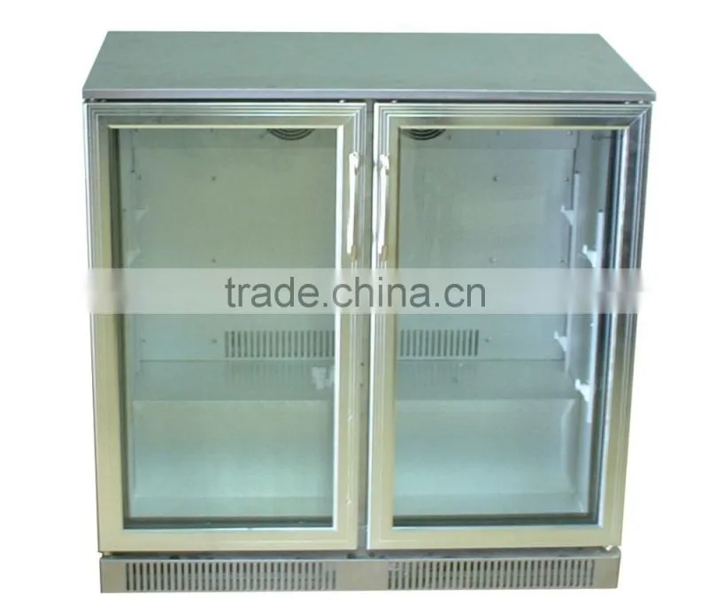 3 Doors Beverage Display Cooler, Beer Cooler 330Liters Sliding Door