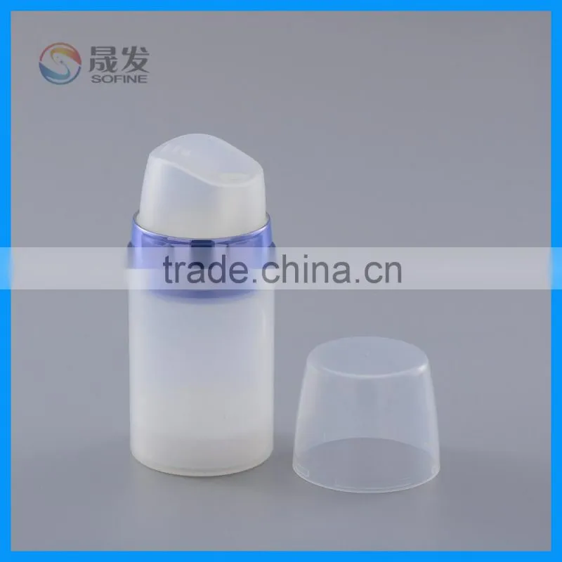 Liquid from the top export of cosmetic airless pump bottle