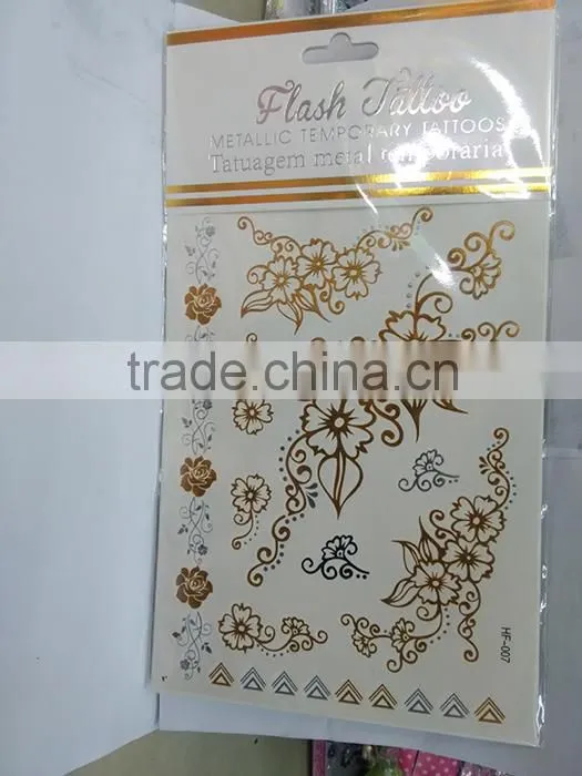 Flower gold sex body temporary tattoo sticker sheet