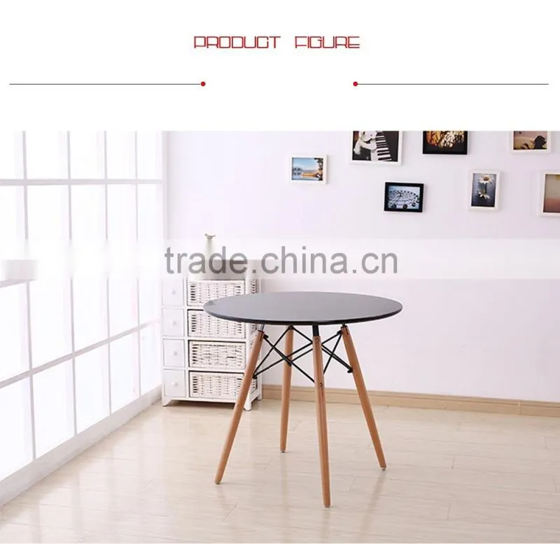 MDF dining table with metal frame & beech wood legs