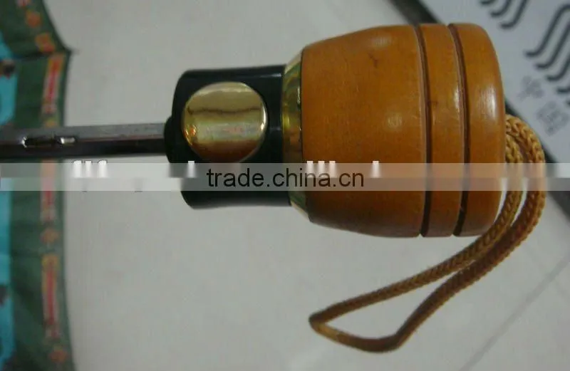 wooden handle 3 folding auto umbrella