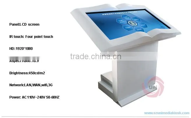 Smart wifi shopping mall HD 42" LCD touch screen interactive digital kiosk table