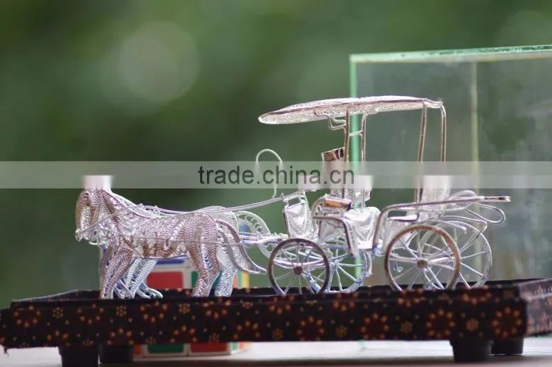 Hartati Heritage Javanese Carriage Andong Miniature Souvenir (2 Horses) Silver Plated