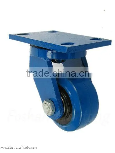 Single bearing Blue Elastic Rubber Jacking Caster