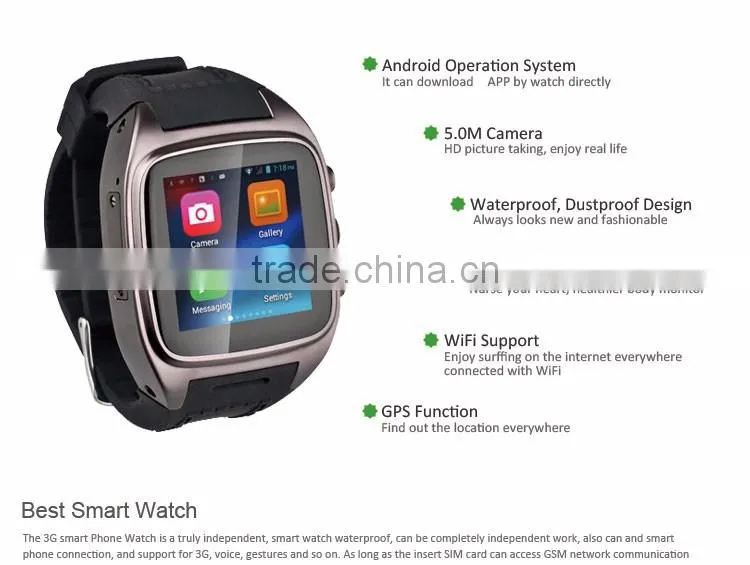 Android smart watch 2015 with touch screen, 3g gps android 4.4 wifi smart watch, hand watch mobile phone price