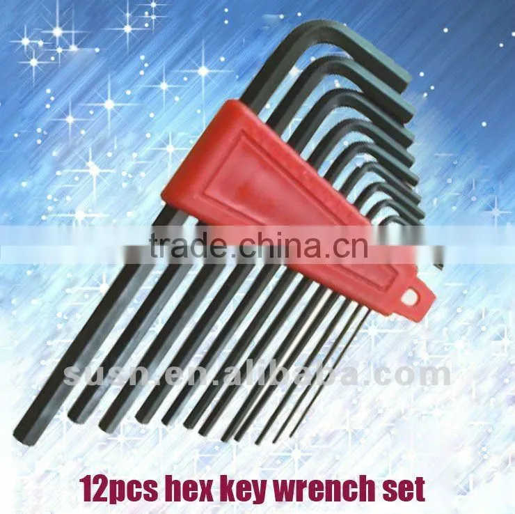 12 PCS SAE Size Black Plating Long Hex Key Wrench Set