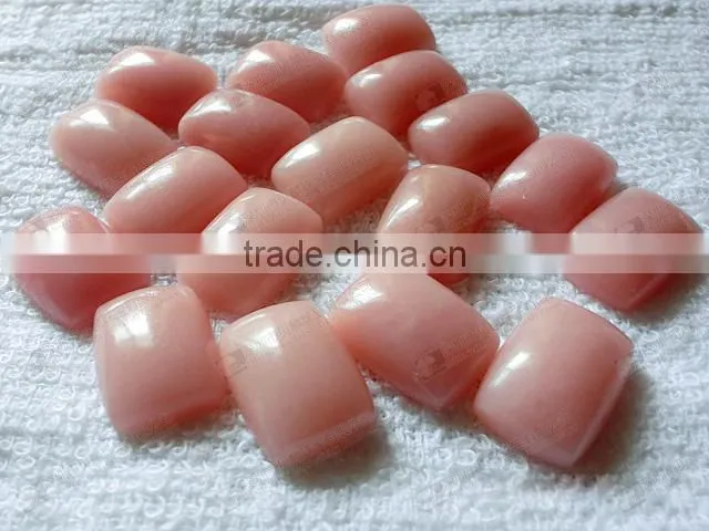 Rectangle shaped pink opal cabochons