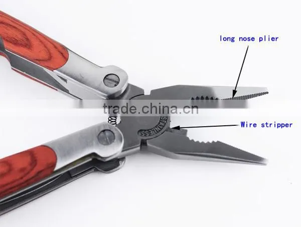stainless steel with bit head wood handle multi tool with pliers