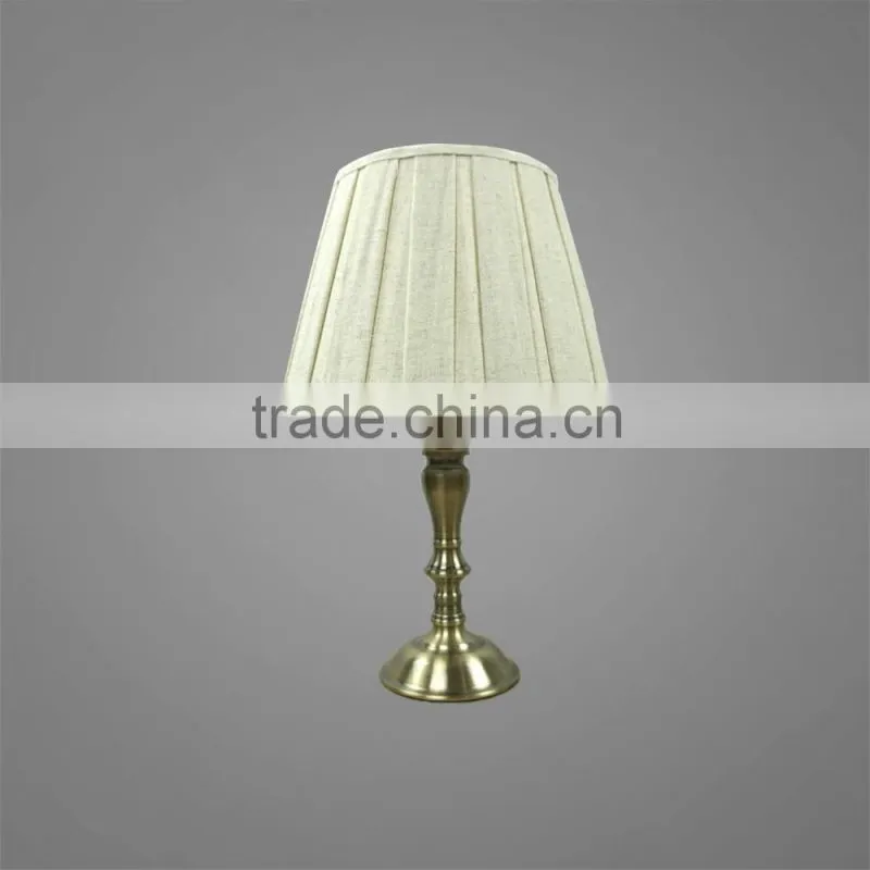 Metal Base And Body In Antique Brass Finish With Fabric Lampshade Mini Table Light Bedside Table Lamp Study Table Light