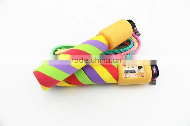 Cheap Rainbow Handle Cotton And Rubber Skipping Rope