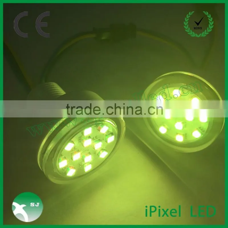 dc12v/24v outdoor fairground 38mm 12led rgb pixel led camaleon