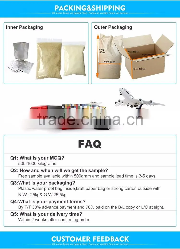 kosher halal gelatin/edible glue gelatin powder/unflavored pork skin gelatin