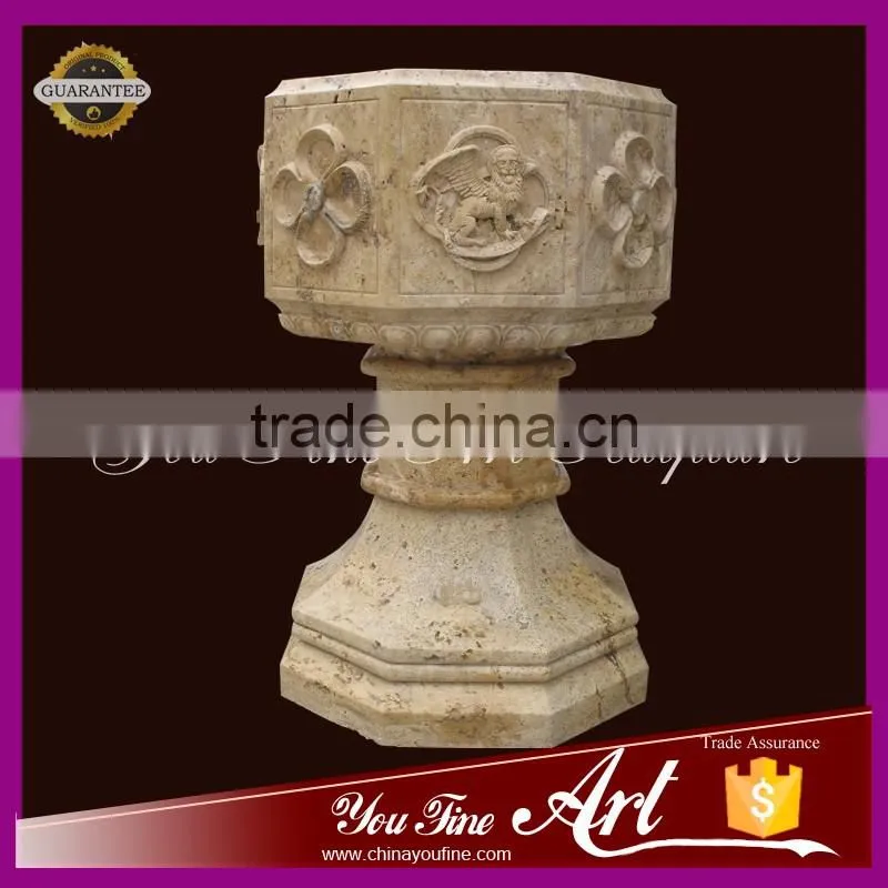hand carved natural stone baptism statues
