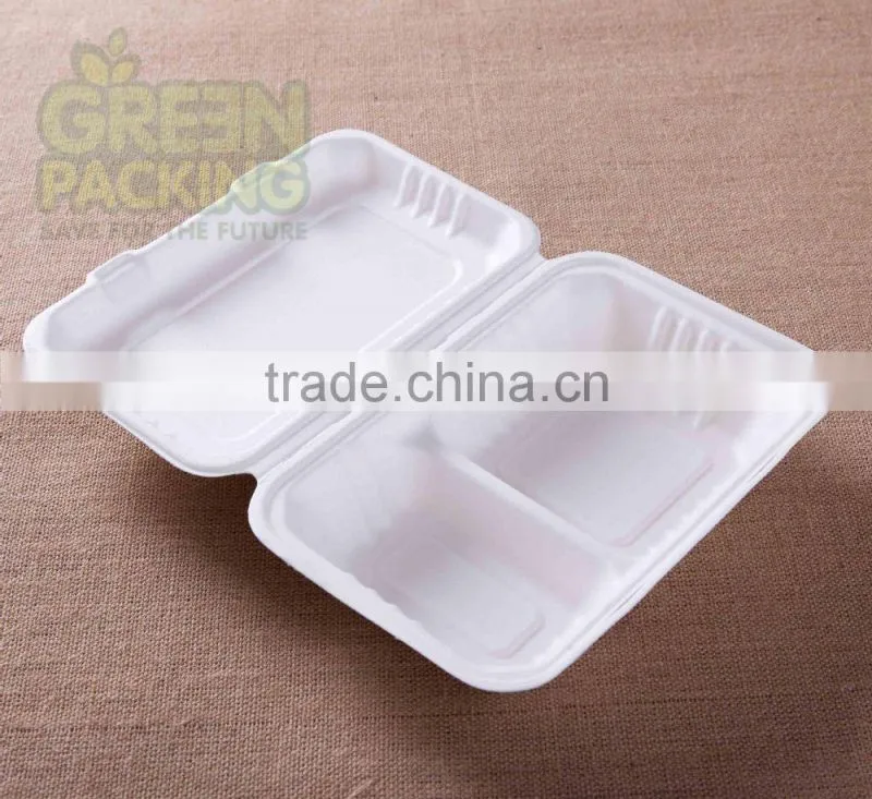 Biodegradable sugarcane bagasse 1000ml food container 9x6 inch