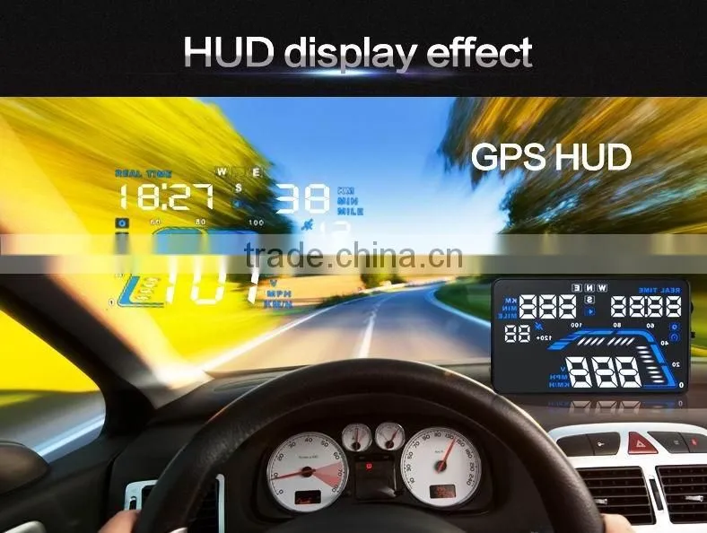 5.5'' GPS Universal Car HUD Head Up Display Car Alarm System Speed Warning With Campass