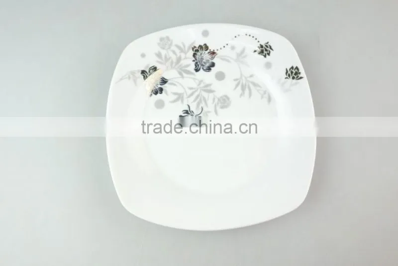 hotsale decorated white porcelain plate for restaurant in stock with cheap price