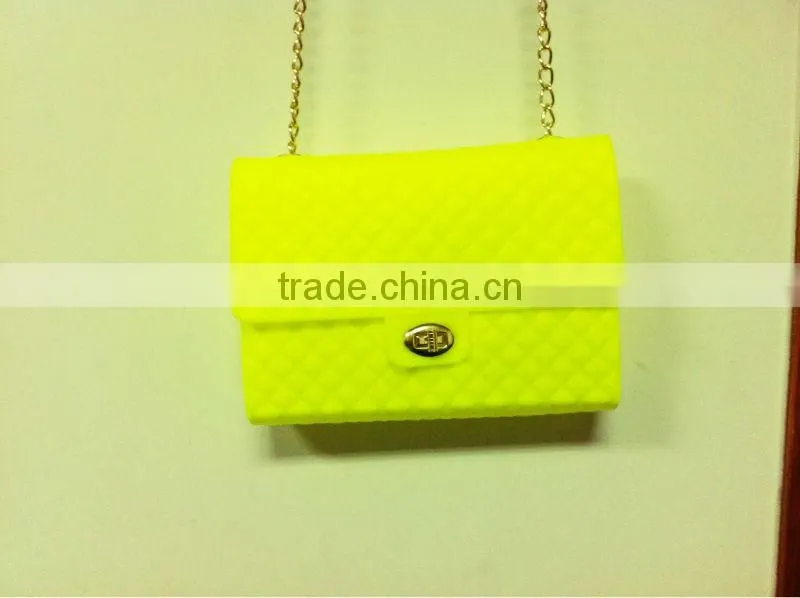 New Fluorescence Candy Color Diamond shape Silicon Shoulder Bag