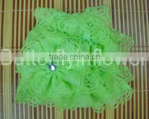 fashion silk baby lace hat with red lace flower baby cap