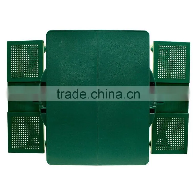 Folding Picnic plasticTable and 4 seats/chairs/bench with Umbrella