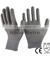 NMSAFETY 13 gauge black pu labor gloves black knitted pu palm coated gloves
