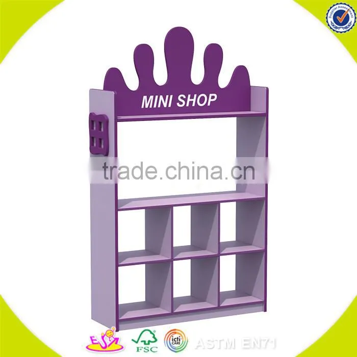 Wholesale simple style wooden Storage rack delicate wooden bin organizer toy storage rack with 12pcs plastic bins W08C039