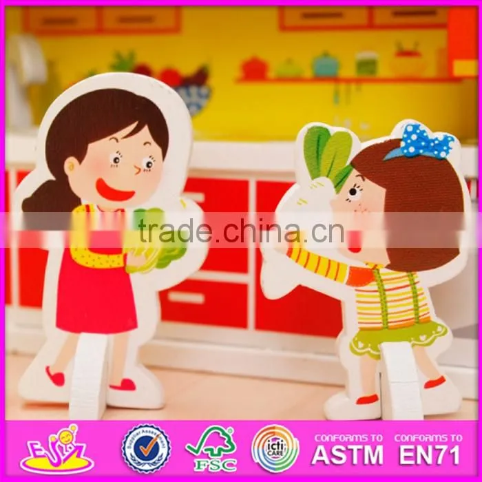 2017 New design children pretend play wooden diy kitchen toy W03B058