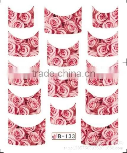 French half watermark fiower painting nails stick ,DIY Fashion Nail art