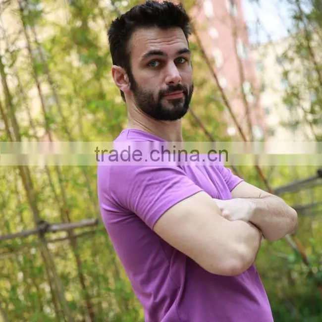 china fashion short sleeve v-neck collar garment dye dacron t-shirt