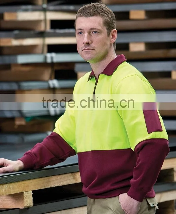 Custom contrast colors for safety hoodies workwear uniform mens hi vis pullover