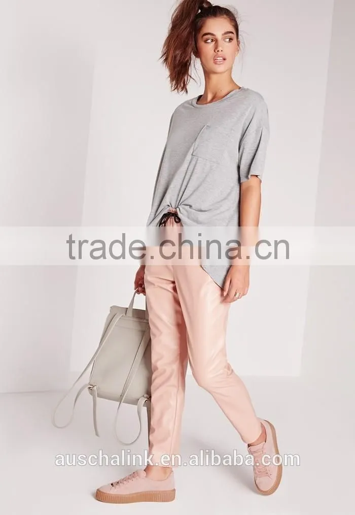 overseas women pocket front grey color oversized t shirts