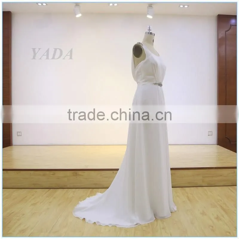 New Fashion Jewel Beaded Sleeveless Chiffon Weddings Bridesmaid Dresses Long