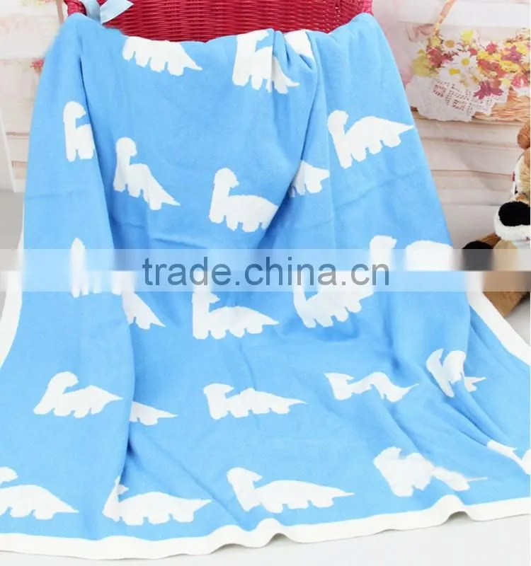 Guangzhou wholesale dinosaur printed baby knit blanket