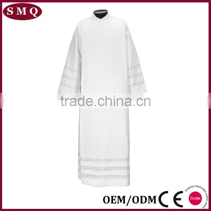 wholesale custom size and lace pattern robe white long alb