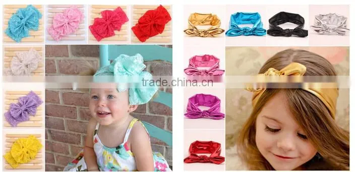 2015 NEW Arrival Fabric Messy Bow Baby Head Wrap