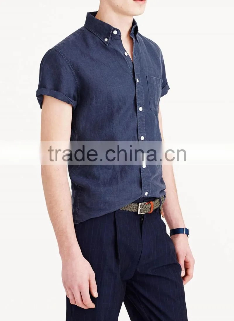 2015 SHORT-SLEEVE IRISH LINEN SHIRT costume slim fit