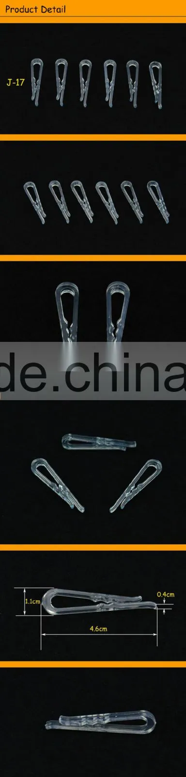 4.6cm Transparent Plastic Shirt Clips for Packing