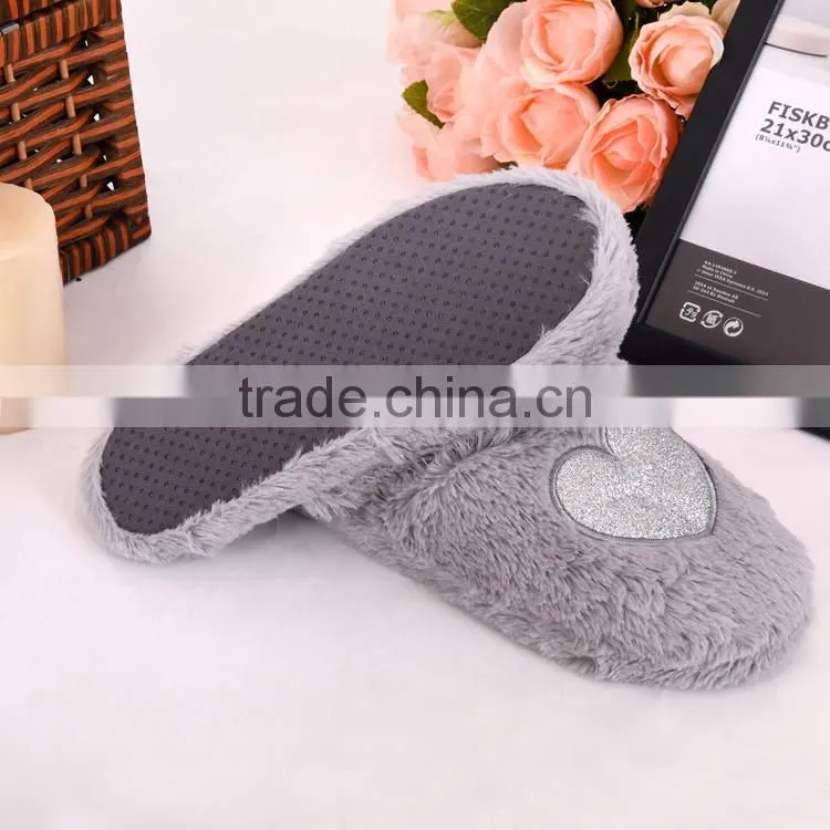 hot selling nice and warm grey heart point fashion slippers