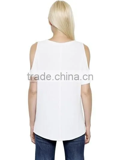 Women Fashion Clothing Off-Shoulder Blank T-Shirts,High Quality Cotton Short Sleeve Plain T-shirts for Women