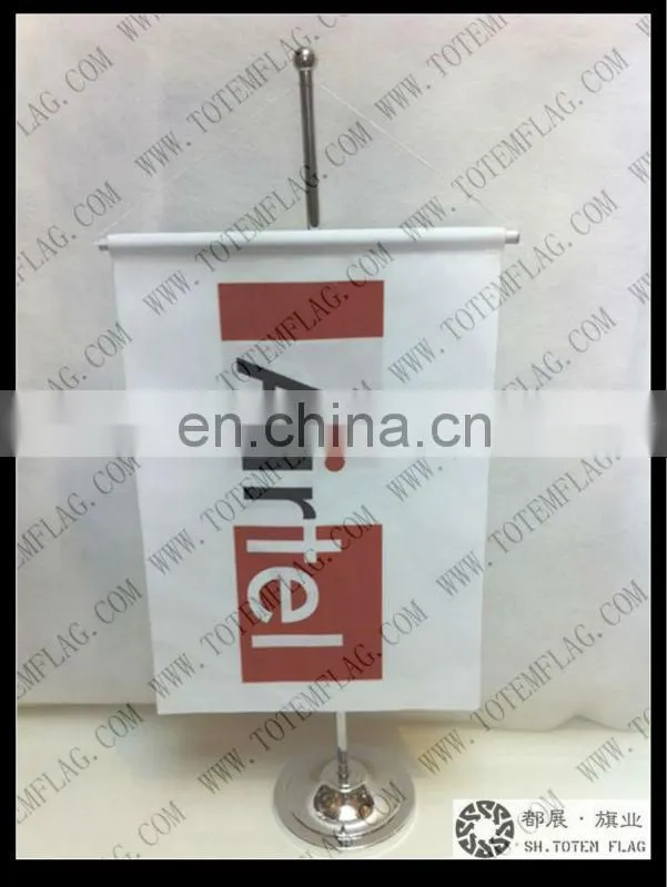 Digital Printing Satin Table Flag with Stainless Steel