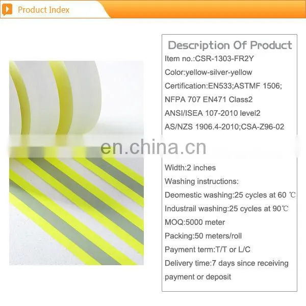 sew on flame retardant reflective tape for workwear